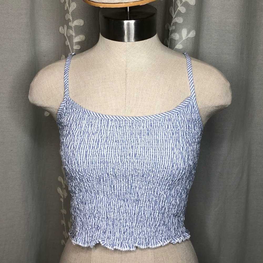 Brandy Melville Blue and White Striped Tank Top